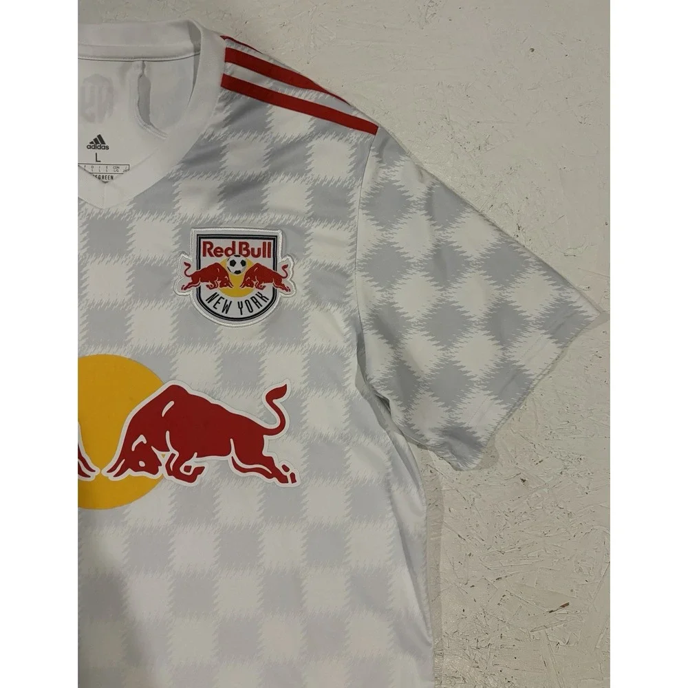 Adidas New York Red Bulls Mens L 2021/22 Home Shirt Jersey GI6459 White MLS